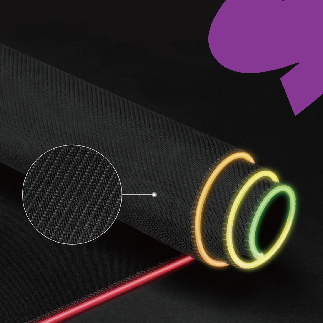 Šviečiantis RGB Žaidimų pelės kilimėlis XL 80x30 + QI įkroviklis