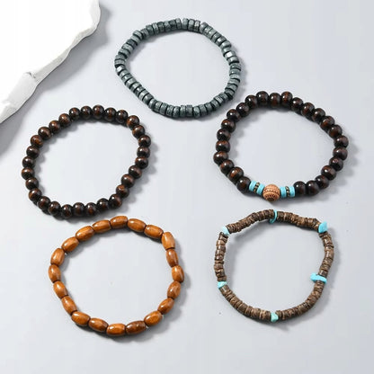 Vikingų apyrankė surfer rock cool boho, 5 vnt. rinkinys, dovanų idėja