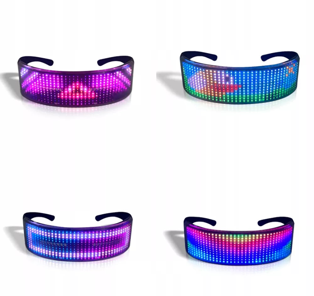 Bluetooth LED vakarėlių akiniai su teksto animacija ir "pasidaryk pats" funkcija