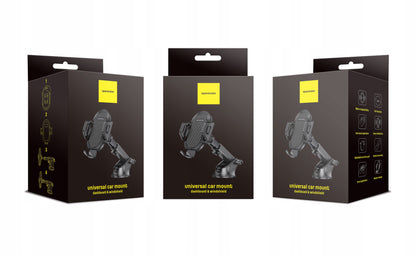 Tvirtas automobilinis laikiklis telefonui ant priekinio stiklo, prietaisų skydelio, salono