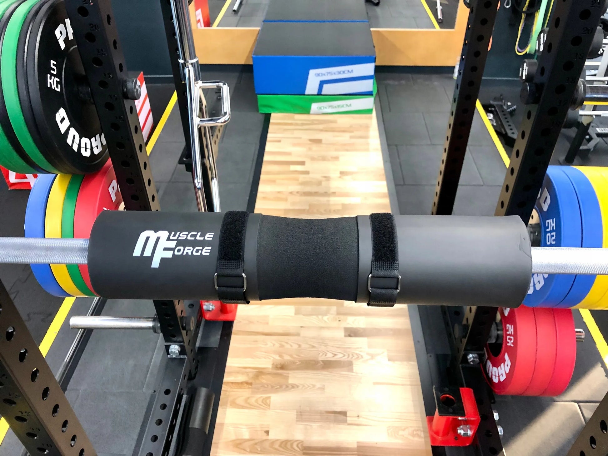 MuscleForge apsauginė štangos kaklo ir pečių pagalvėlė, juoda, skirta pritūpimams ir klubų kėlimui