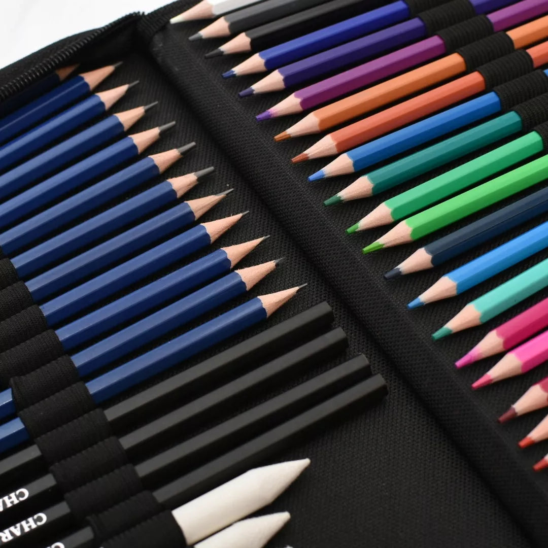 Profesionalus meninis rinkinys 145 vnt. – pieštukai ir kreidelės eskizams