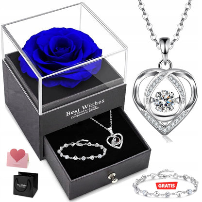 AMŽINA ROŽĖ DĖŽUTĖJE DOVANA MOTERIMS KAROLIAI + Apyrankė