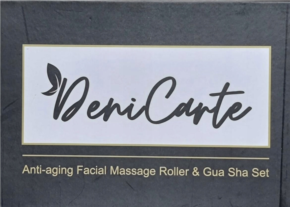 Veido masažuoklis Gua Sha akmuo, juodas nefrito volelis, dovanų rinkinys