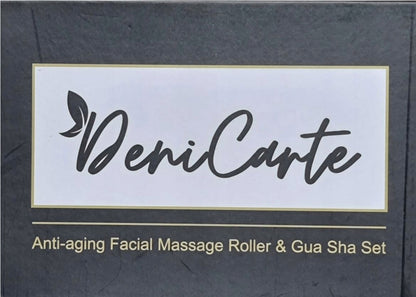 Veido masažuoklis Gua Sha akmuo, juodas nefrito volelis, dovanų rinkinys