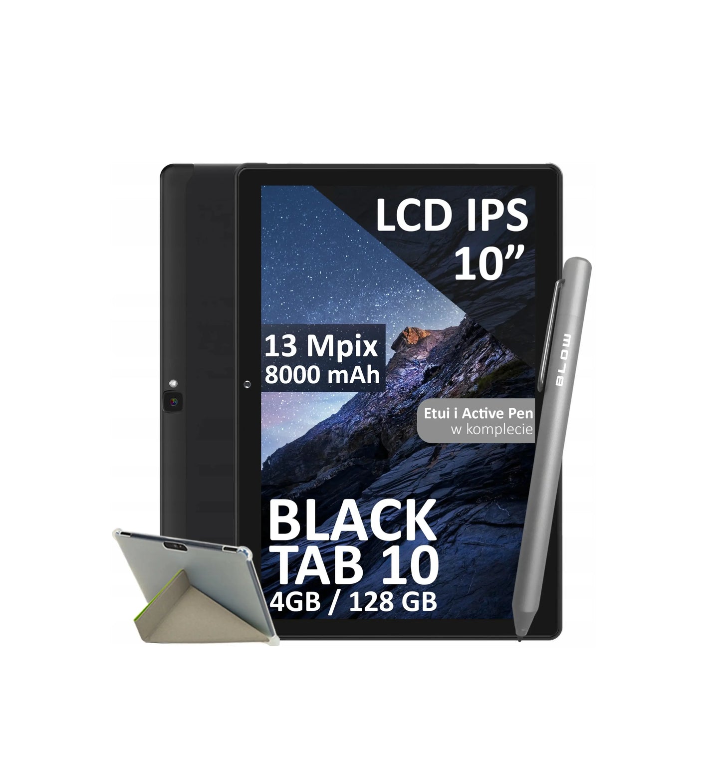 Android planšetė 10" – LTE, 4/128 GB, 8000 mAh, Wi-Fi, GPS, SIM, kroviklis, juoda