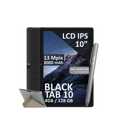 Android planšetė 10" – LTE, 4/128 GB, 8000 mAh, Wi-Fi, GPS, SIM, kroviklis, juoda