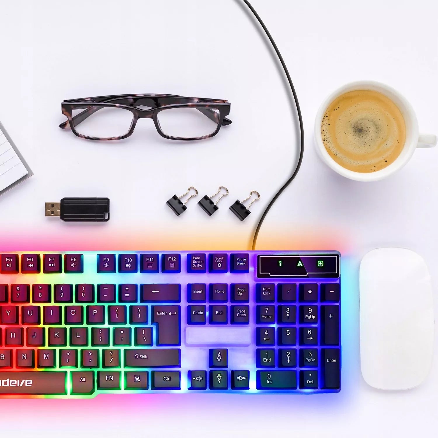 Žaidimų klaviatūra su LED pašvietimu žaidėjams, Membraninė, USB, NumLock