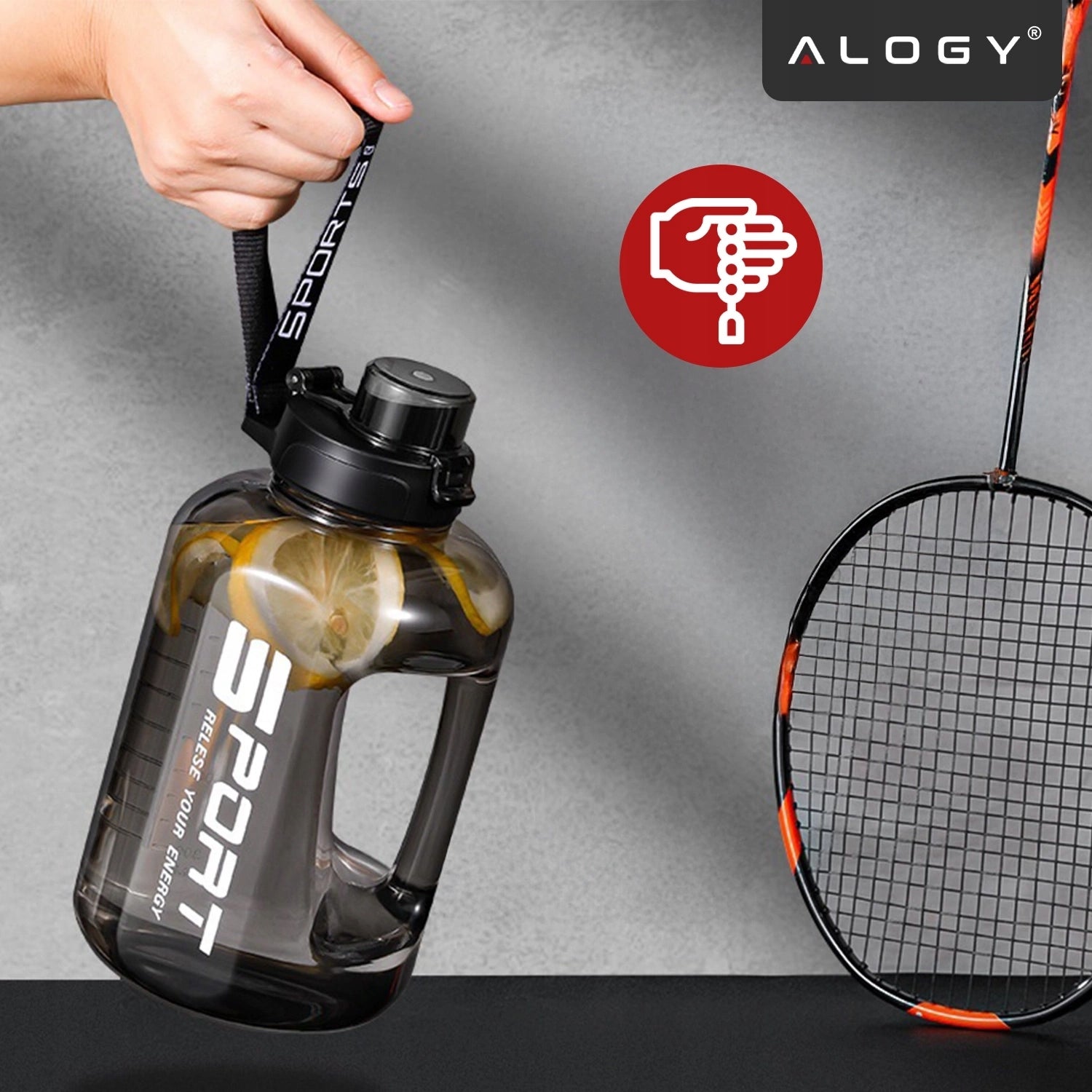 Motyvuojantis vandens buteliukas, sportinis bidonas su matuokliu, skirtas sporto salei ir fitnesui, 1.7L