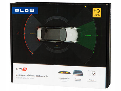 8x automobilių parkavimo jutikliai su garsiniu signalu ir ekranu, priekinis ir galinis rinkinys, juodi