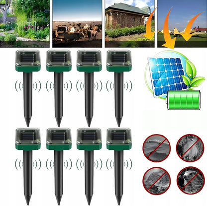 8x galingas saulės energija varomas kurmių, pelėnų ir graužikų repelentas
