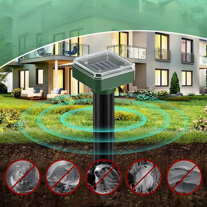 8x galingas saulės energija varomas kurmių, pelėnų ir graužikų repelentas