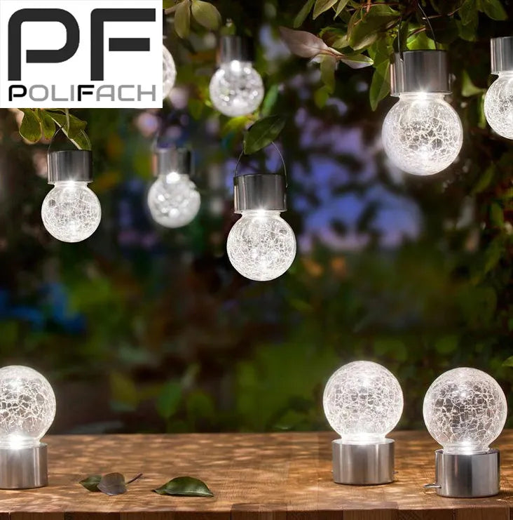 8x POLIFACH LED sodo žibintai, stikliniai rutulio formos kabinami šviestuvai, spalvoti