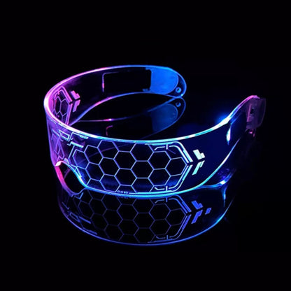RGB LED akiniai, šviečiantys 7 spalvomis, vakarėliui, "Cyberpunk", neoniniai, festivaliui