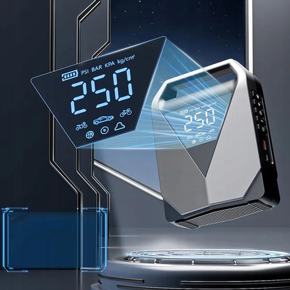 99800mAh automobilinis užvedimo įrenginys – „Powerbank“, oro kompresorius ir avarinis starteris