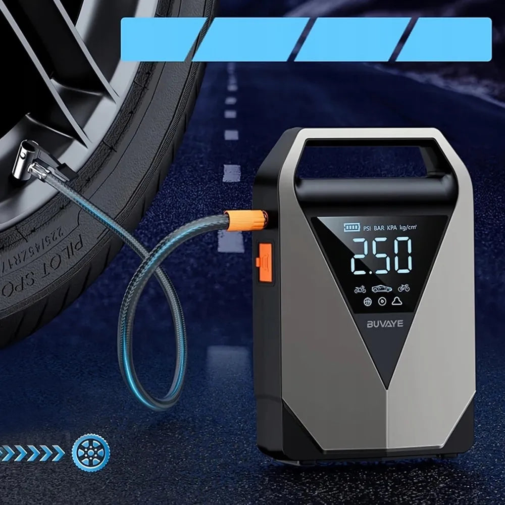99800mAh automobilinis užvedimo įrenginys – „Powerbank“, oro kompresorius ir avarinis starteris