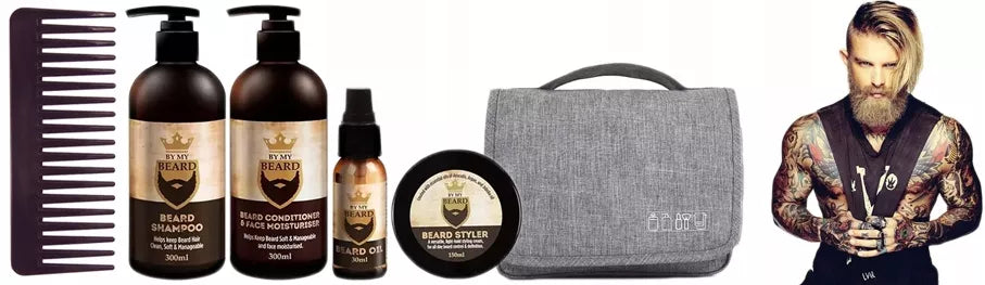 Profesionalus barzdos priežiūros rinkinys, dovana vyrams, kosmetikos krepšys