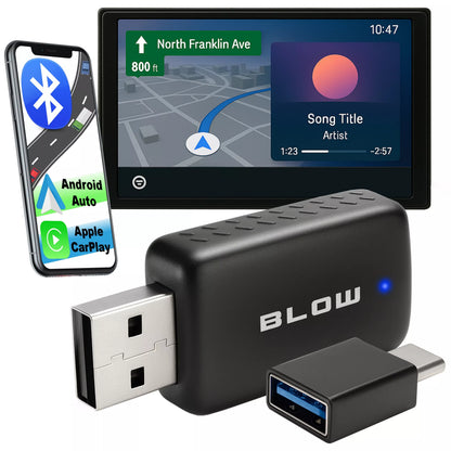 Belaidis „CarPlay“ / „Android Auto“ adapteris – Wi-Fi, Bluetooth, Plug & Play