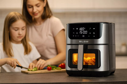 Didelis oro gruzdintuvė (8 l) – be aliejaus, 2 kaitinimo elementai, 2500 W