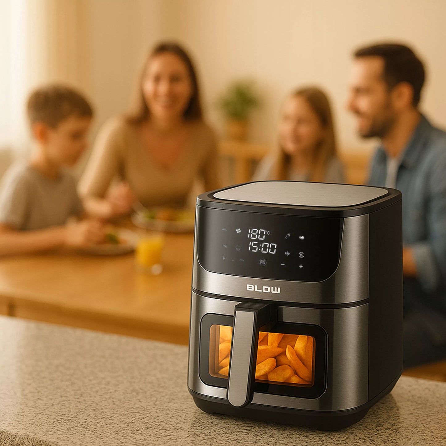 Didelis oro gruzdintuvė (8 l) – be aliejaus, 2 kaitinimo elementai, 2500 W