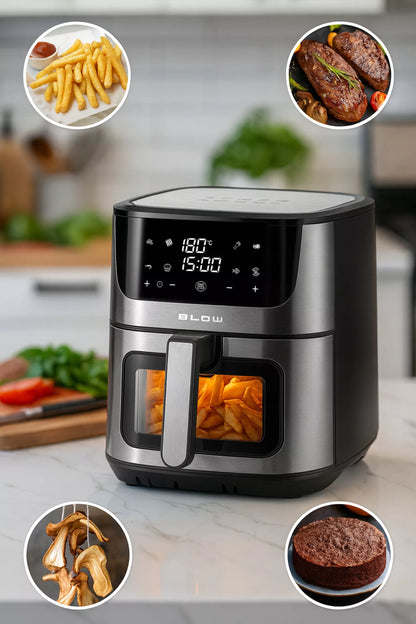 Didelis oro gruzdintuvė (8 l) – be aliejaus, 2 kaitinimo elementai, 2500 W