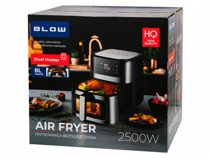 Didelis oro gruzdintuvė (8 l) – be aliejaus, 2 kaitinimo elementai, 2500 W