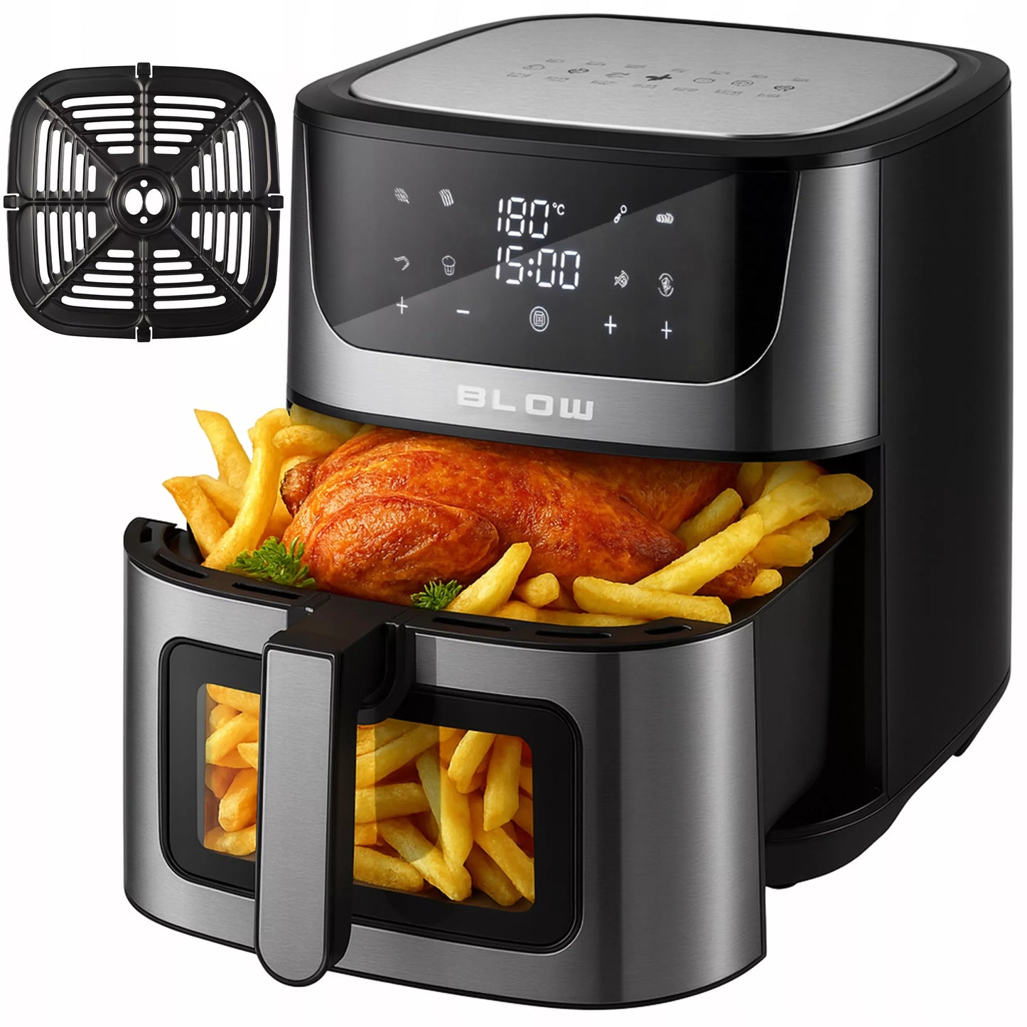 Didelis oro gruzdintuvė (8 l) – be aliejaus, 2 kaitinimo elementai, 2500 W