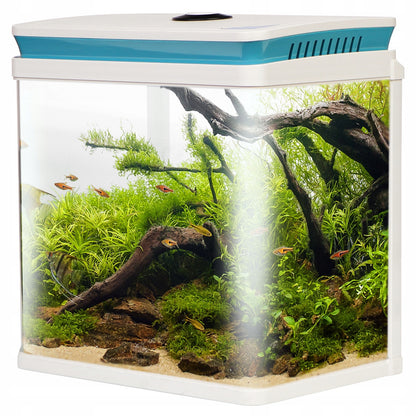 AKVARIUMAS 14L BALTAS SU LED FILTRU TYLIU, MODERNUS VAIKAMS IR BIURUI