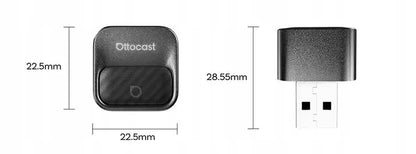 Automobilinis adapteris Ottocast Mini Core Wi-Fi 6 BT 5.4 CarPlay Android Auto