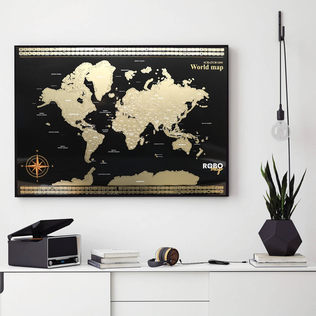 Auksinis kelionių skrečo žemėlapis 40x60cm