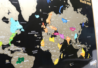 Auksinis kelionių skrečo žemėlapis 40x60cm