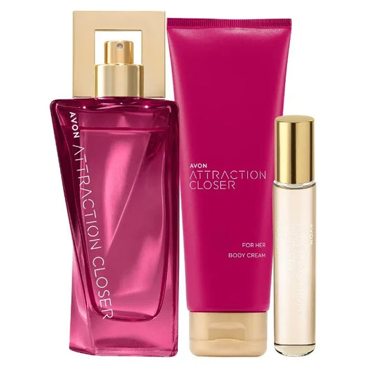 Avon Attraction Closer moteriškas rinkinys [kvepalai + losjonas + kvepalai mini pakuotėje]