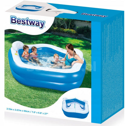 Šeimos pripučiamas sodo baseinas Bestway 213 x 206 cm su dviem foteliais