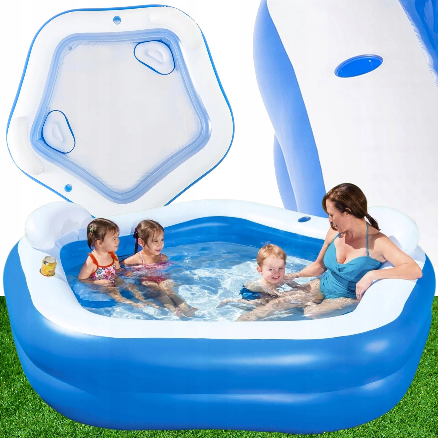 Šeimos pripučiamas sodo baseinas Bestway 213 x 206 cm su dviem foteliais