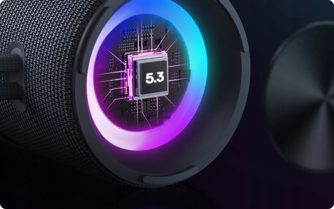 BASEUS NEŠIOJAMAS BELAIDIS BLUETOOTH 5.3 GARSIAKALBIS, GALINGAS, SU LED, IPX5