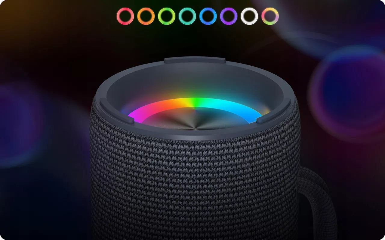 BASEUS NEŠIOJAMAS BELAIDIS BLUETOOTH 5.3 GARSIAKALBIS, GALINGAS, SU LED, IPX5