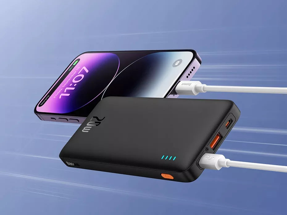 20 000 mAh 20 W išorinė baterija su greituoju įkrovimu, USB-C ir USB-A, su kabeliu