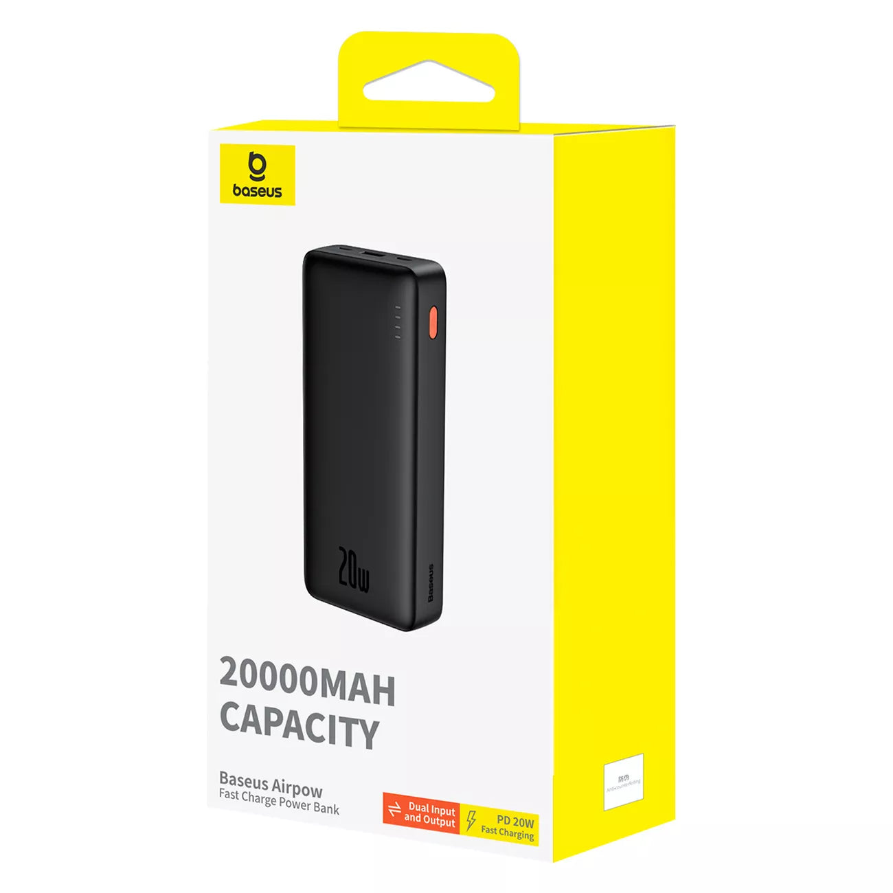 20 000 mAh 20 W išorinė baterija su greituoju įkrovimu, USB-C ir USB-A, su kabeliu