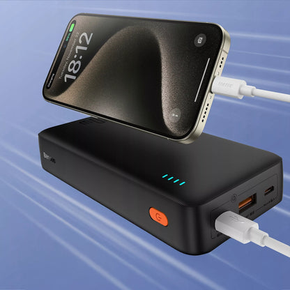 20 000 mAh 20 W išorinė baterija su greituoju įkrovimu, USB-C ir USB-A, su kabeliu