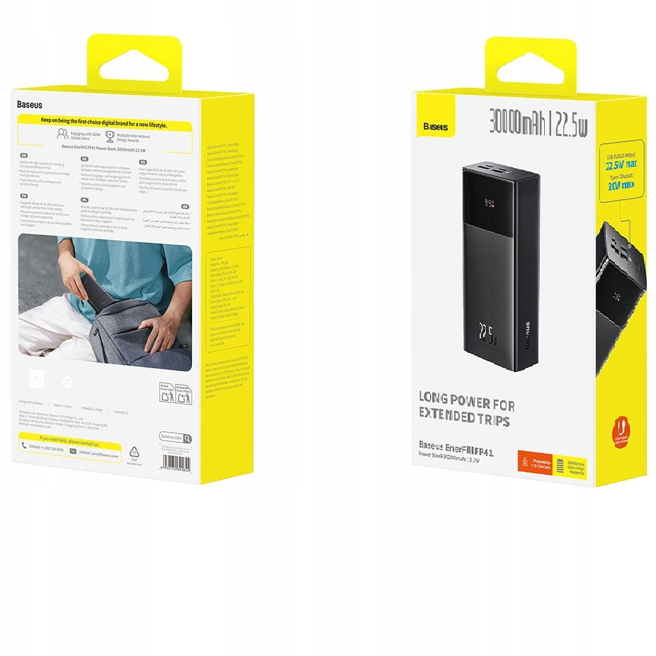 BASEUS POWER BANK Galingas Greitas Talpus 30000mAh USB-C PD 22.5W Saugus