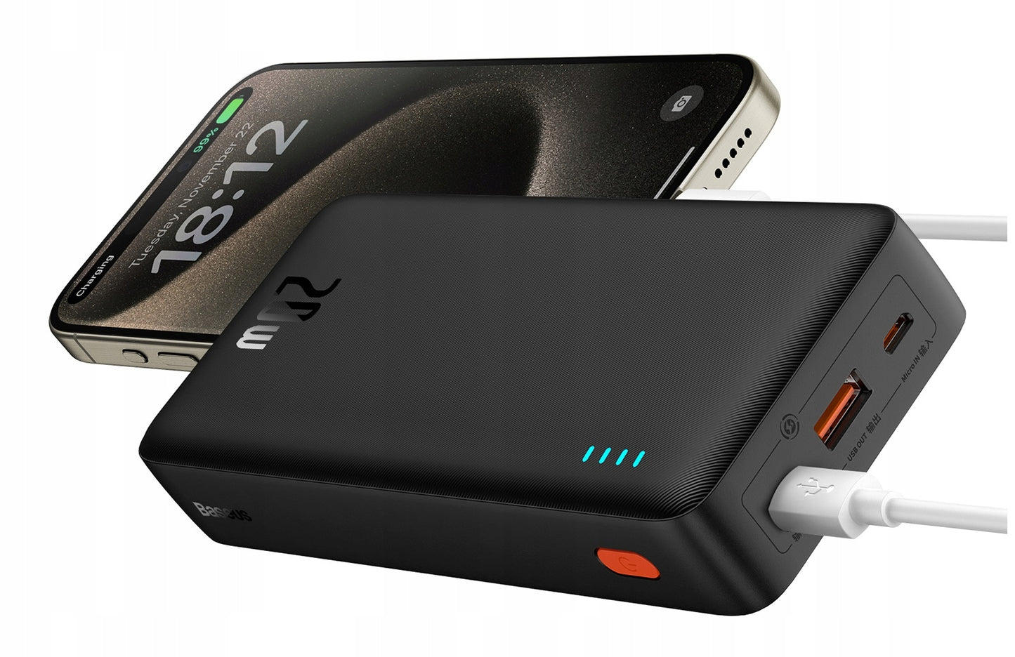 BASEUS Powerbank su greitu įkrovimu 20000mAh 20W USB-C USB-A su kabeliu