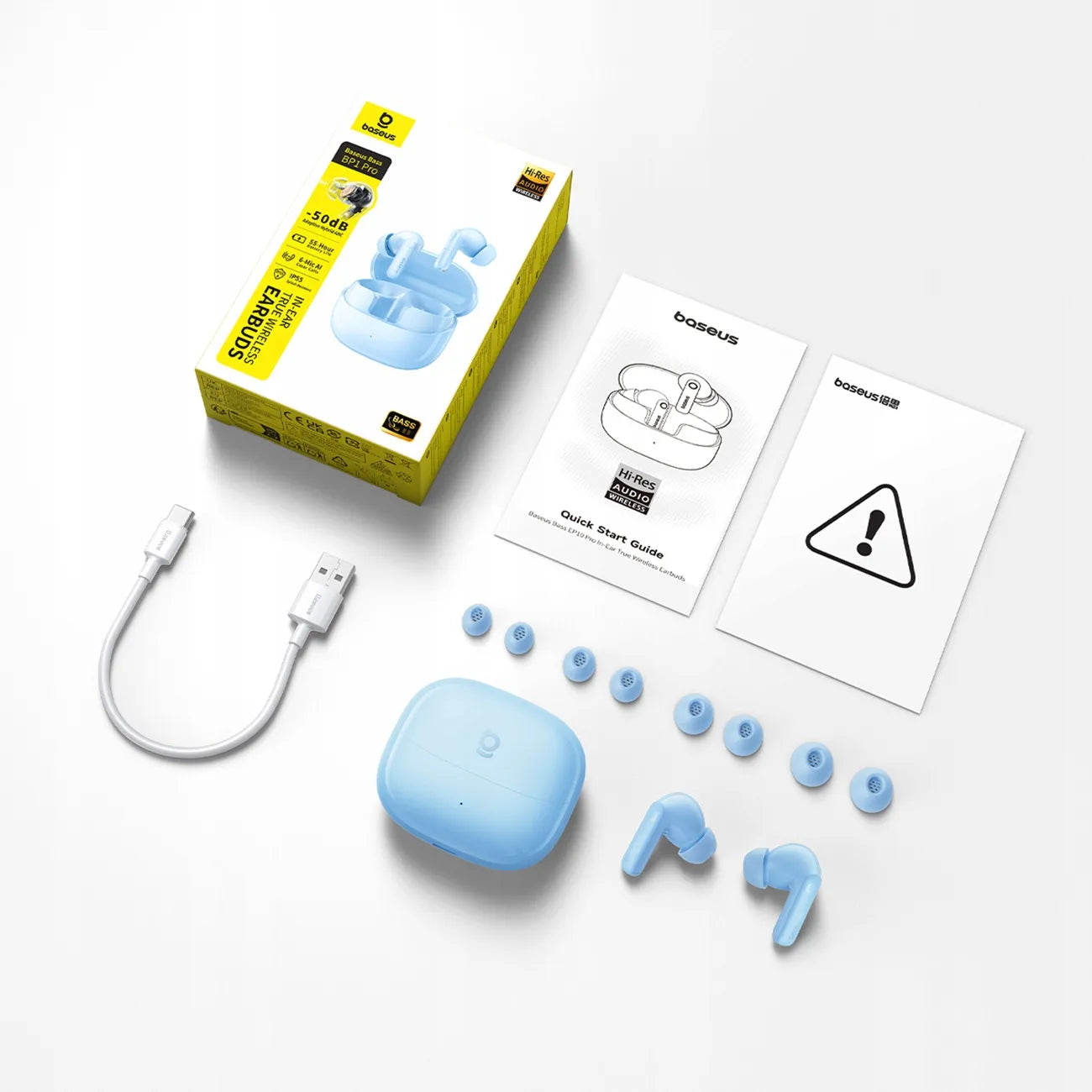 BASEUS belaidės ausinės BP1 Pro TWS ANC LDAC BLUETOOTH 6.0 IP55 USBC