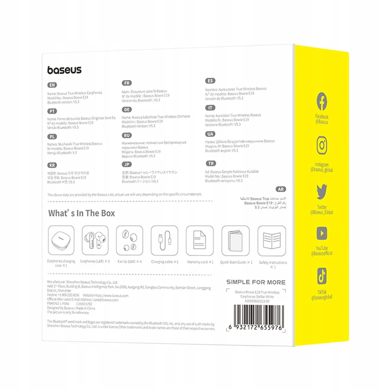 Baseus in-ear belaidės Bluetooth ausinės (baltos)