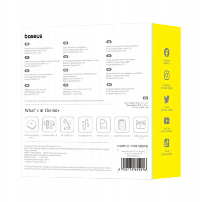 Baseus in-ear belaidės Bluetooth ausinės (baltos)