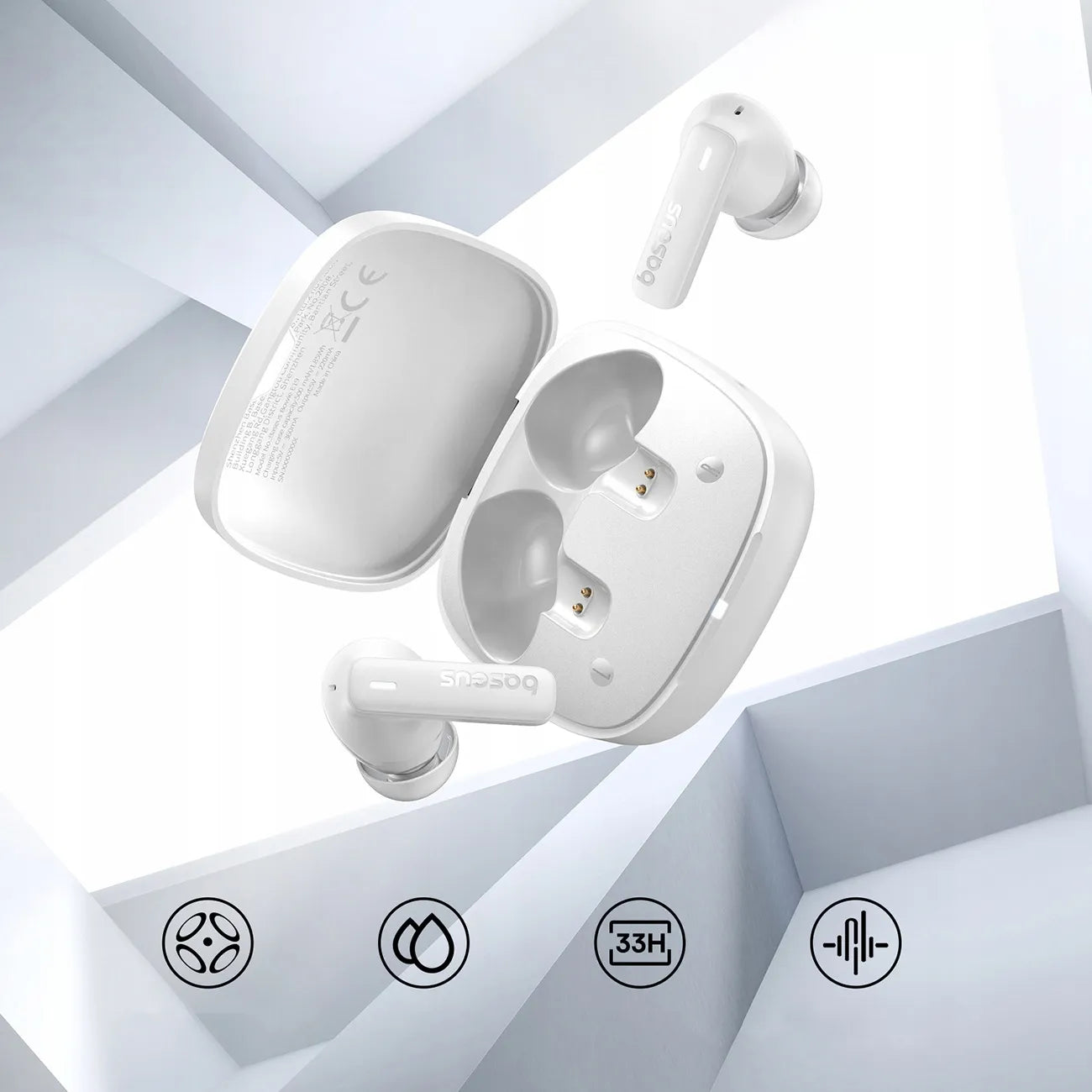 BASEUS BELAIDĖS IN-EAR AUSINĖS BT Bowie E19 TWS IPX5 BALTOS