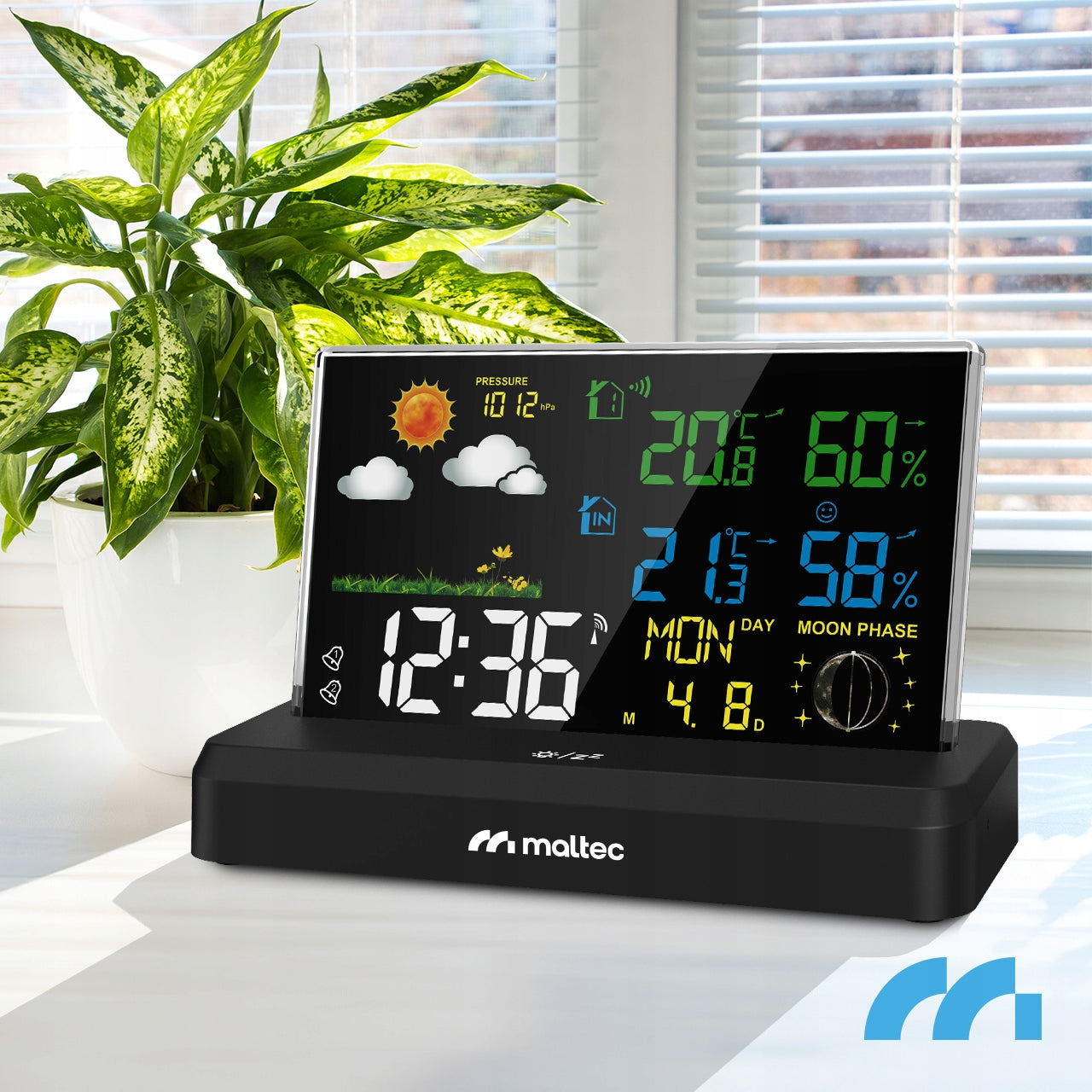 Belaidė orų stotelė su termometru, higrometru, barometru ir lauko jutikliu