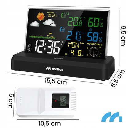 Belaidė orų stotelė su termometru, higrometru, barometru ir lauko jutikliu