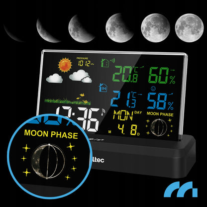Belaidė orų stotelė su termometru, higrometru, barometru ir lauko jutikliu