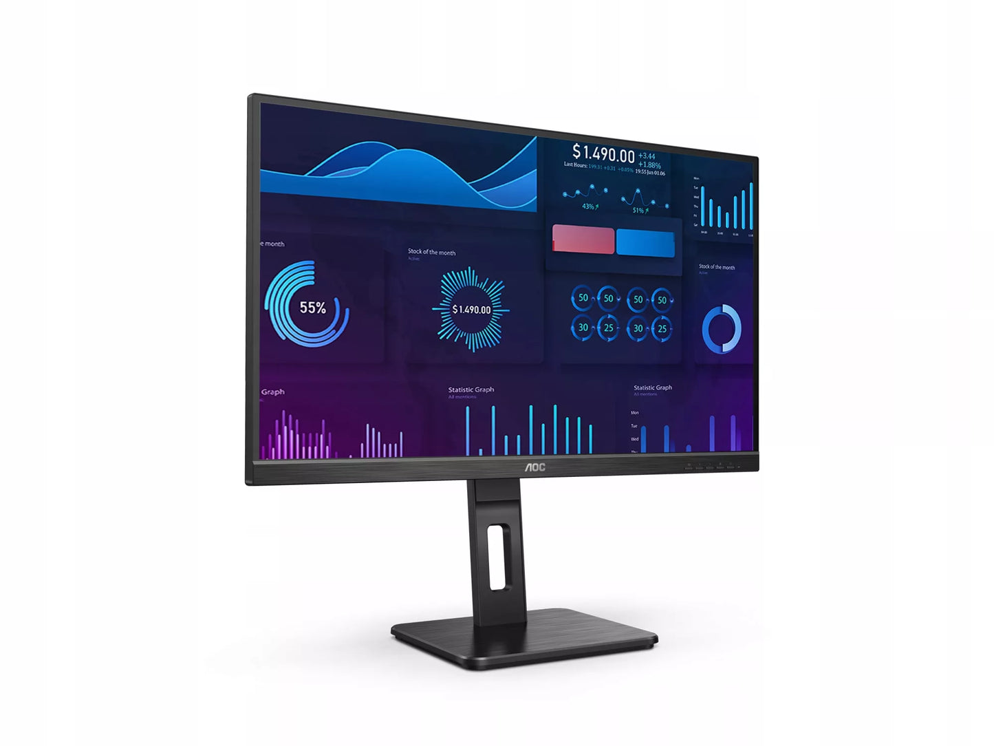 Berėmis monitorius 27” AOC Q27P2Q LED IPS QHD 2560x1440 pasukamas DP HDMI KL A