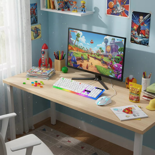 BALTA ŽAIDIMŲ RGB KLAVIATŪRA SU LED APŠVIETIMU + DSJ TF230 PELĖ